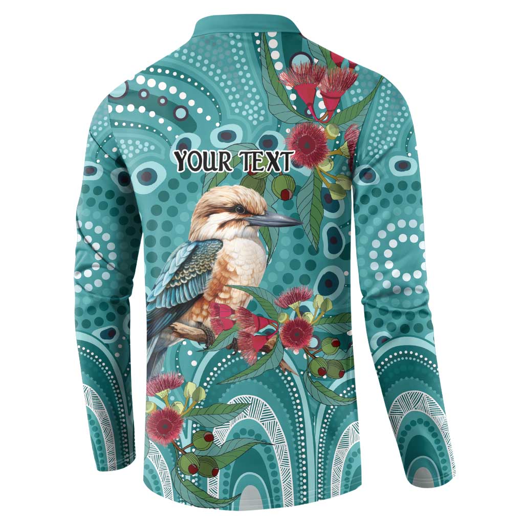 Kookaburra Eucalyptus Personalised Button Sweatshirt Aboriginal Australian Dot Painting - Aussie Hoodie