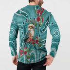 Kookaburra Eucalyptus Personalised Button Sweatshirt Aboriginal Australian Dot Painting - Aussie Hoodie