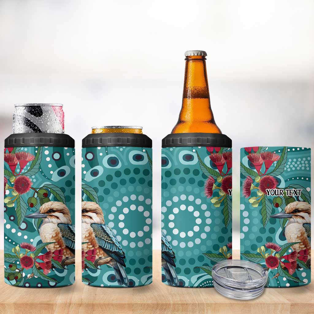 Kookaburra Eucalyptus Personalised 4 in 1 Can Cooler Tumbler Aboriginal Australian Dot Painting - Aussie Hoodie