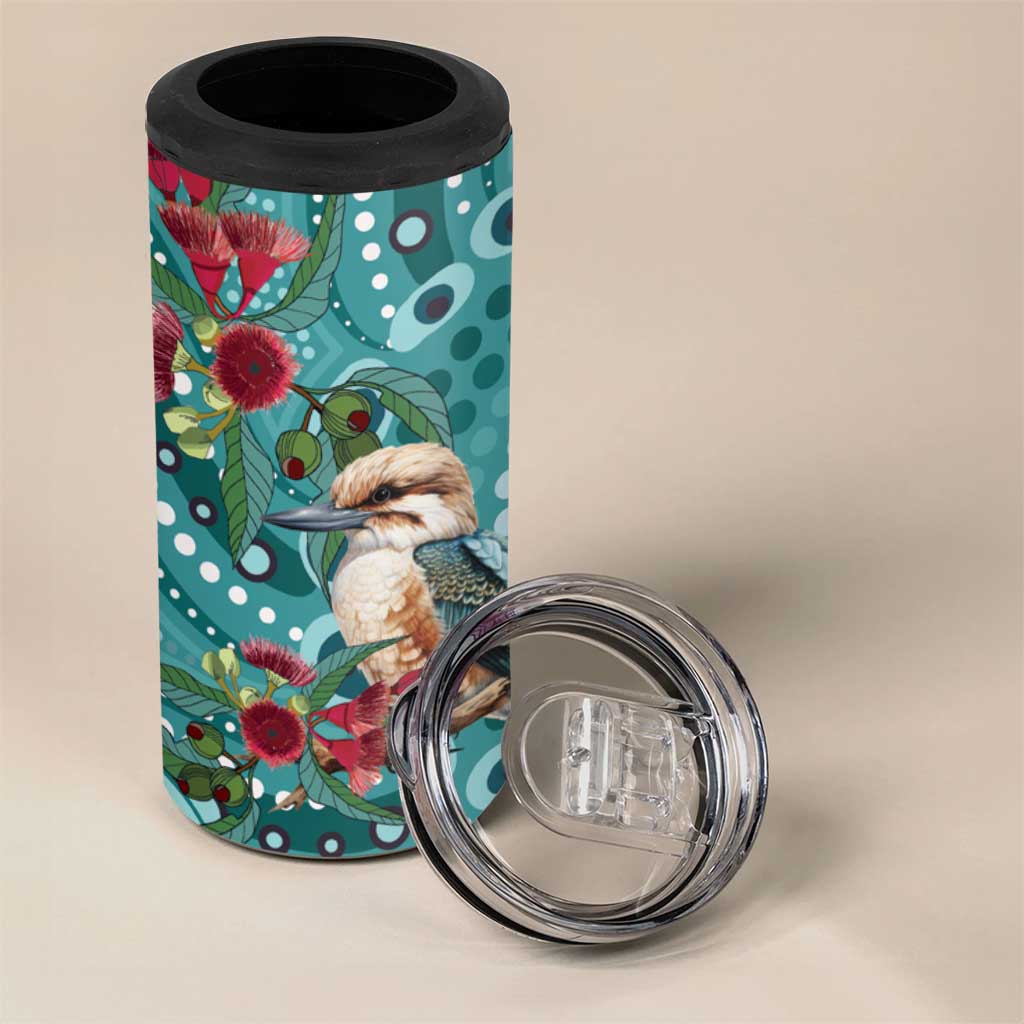 Kookaburra Eucalyptus Personalised 4 in 1 Can Cooler Tumbler Aboriginal Australian Dot Painting - Aussie Hoodie