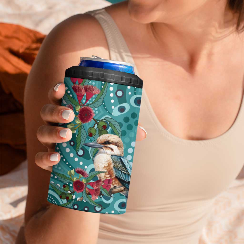 Kookaburra Eucalyptus Personalised 4 in 1 Can Cooler Tumbler Aboriginal Australian Dot Painting - Aussie Hoodie