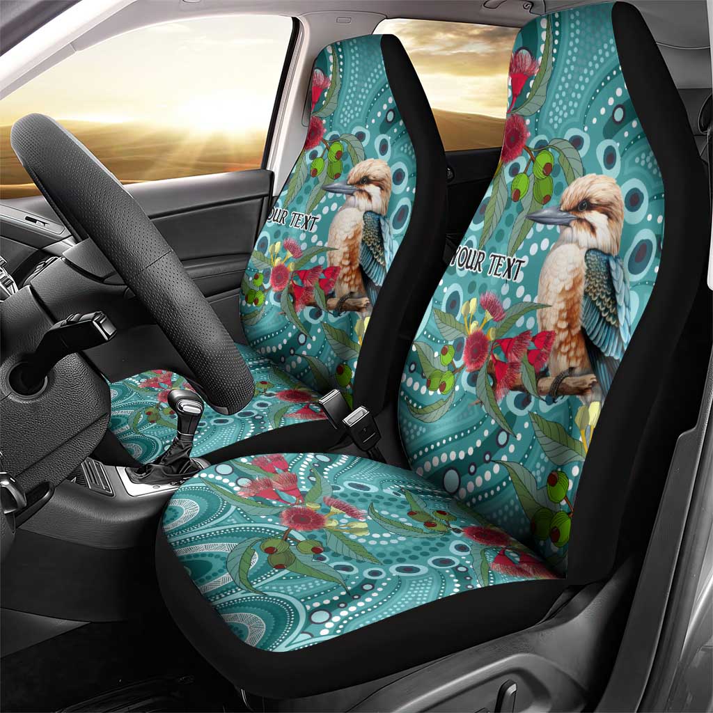 Kookaburra Eucalyptus Personalised Car Seat Cover Aboriginal Australian Dot Painting - Aussie Hoodie
