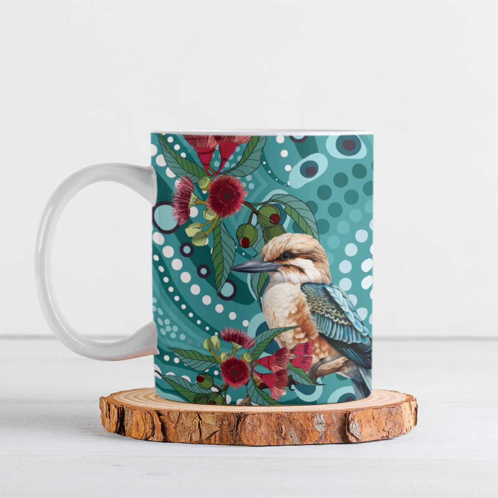Kookaburra Eucalyptus Personalised Ceramic Mug Aboriginal Australian Dot Painting - Aussie Hoodie