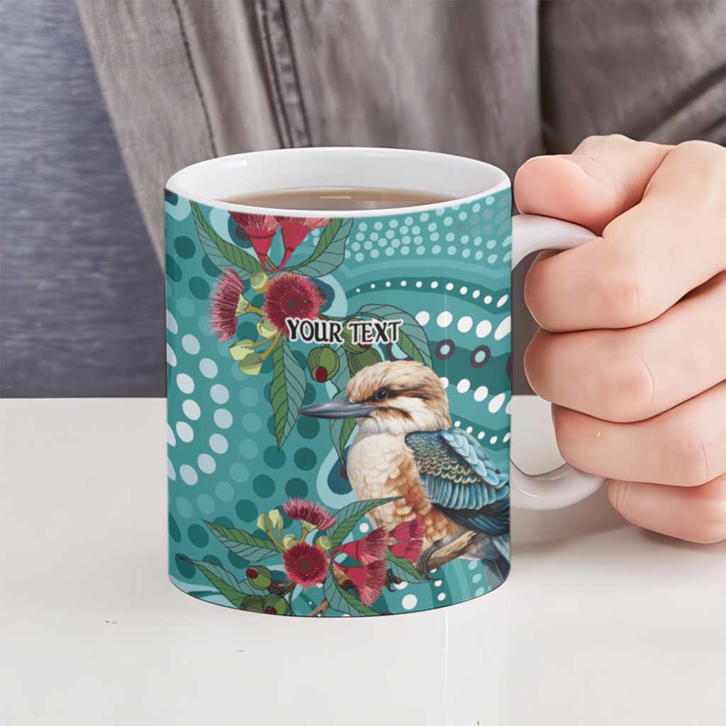 Kookaburra Eucalyptus Personalised Ceramic Mug Aboriginal Australian Dot Painting - Aussie Hoodie
