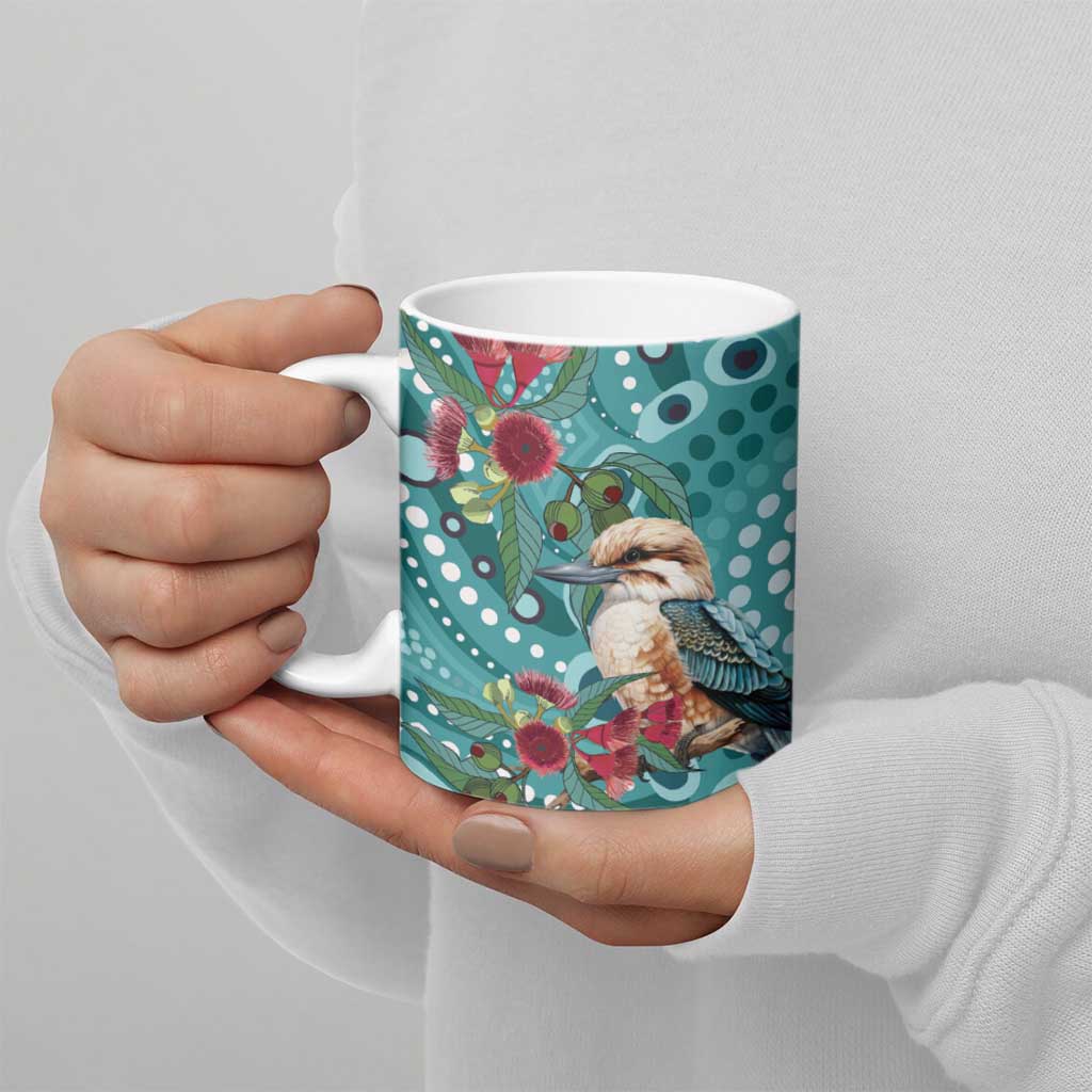 Kookaburra Eucalyptus Personalised Ceramic Mug Aboriginal Australian Dot Painting - Aussie Hoodie