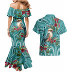 Kookaburra Eucalyptus Personalised Couples Matching Mermaid Dress and Hawaiian Shirt Aboriginal Australian Dot Painting - Aussie Hoodie