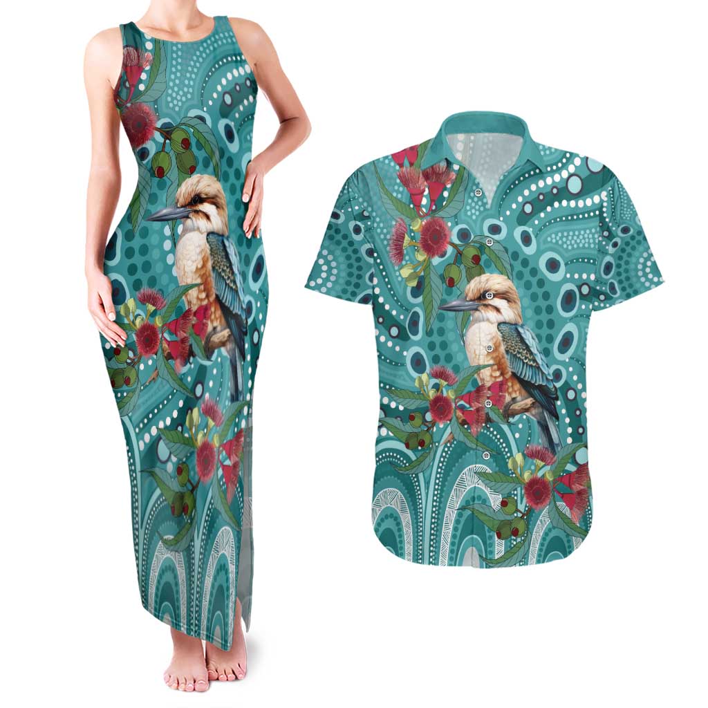 Kookaburra Eucalyptus Personalised Couples Matching Tank Maxi Dress and Hawaiian Shirt Aboriginal Australian Dot Painting - Aussie Hoodie