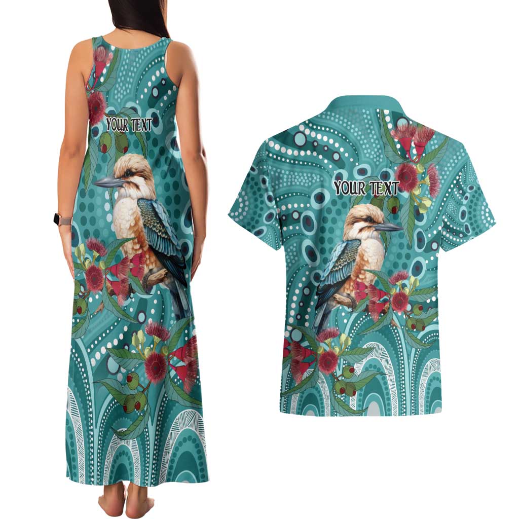 Kookaburra Eucalyptus Personalised Couples Matching Tank Maxi Dress and Hawaiian Shirt Aboriginal Australian Dot Painting - Aussie Hoodie