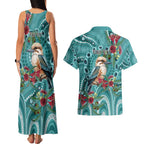 Kookaburra Eucalyptus Personalised Couples Matching Tank Maxi Dress and Hawaiian Shirt Aboriginal Australian Dot Painting - Aussie Hoodie