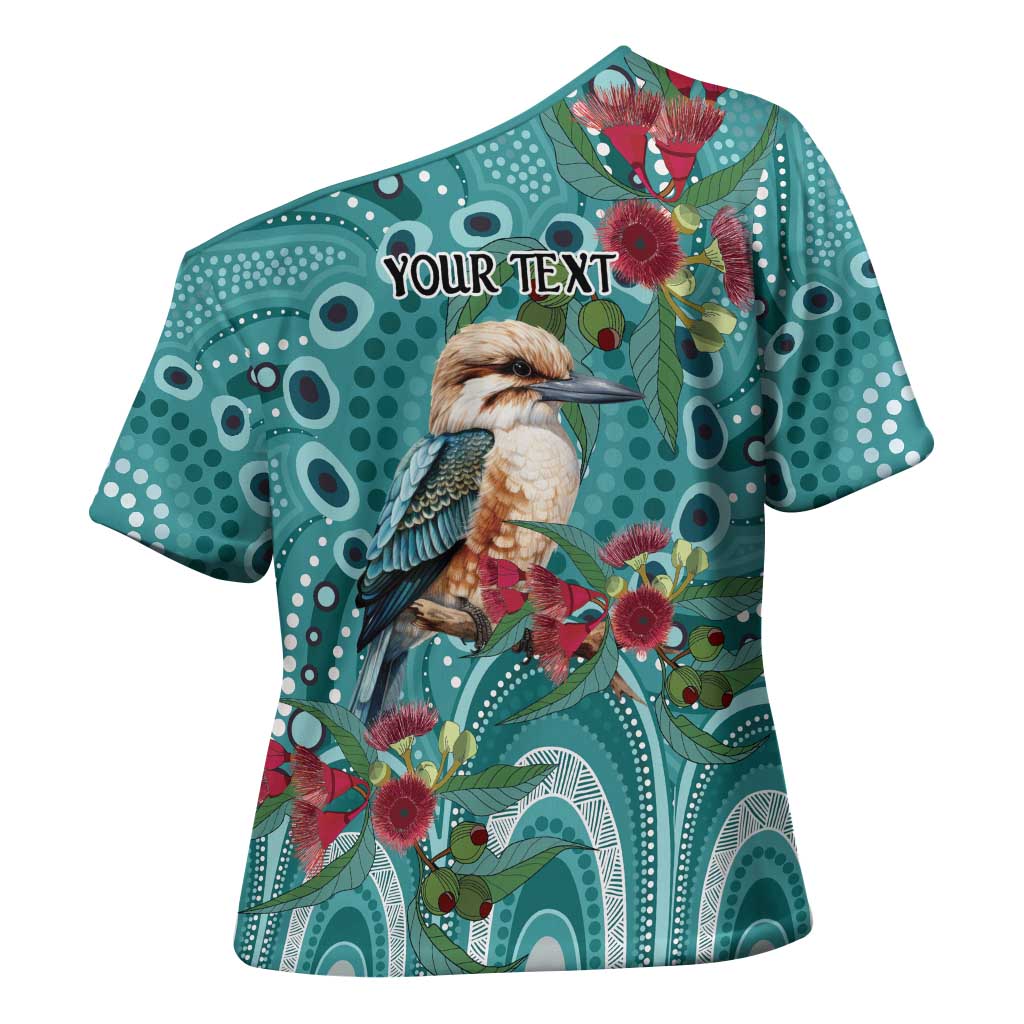 Kookaburra Eucalyptus Personalised Cross Shoulder Shirt Aboriginal Australian Dot Painting - Aussie Hoodie