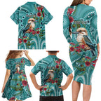 Kookaburra Eucalyptus Personalised Family Matching Long Sleeve Bodycon Dress and Hawaiian Shirt Aboriginal Australian Dot Painting - Aussie Hoodie