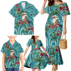 Kookaburra Eucalyptus Personalised Family Matching Mermaid Dress and Hawaiian Shirt Aboriginal Australian Dot Painting - Aussie Hoodie