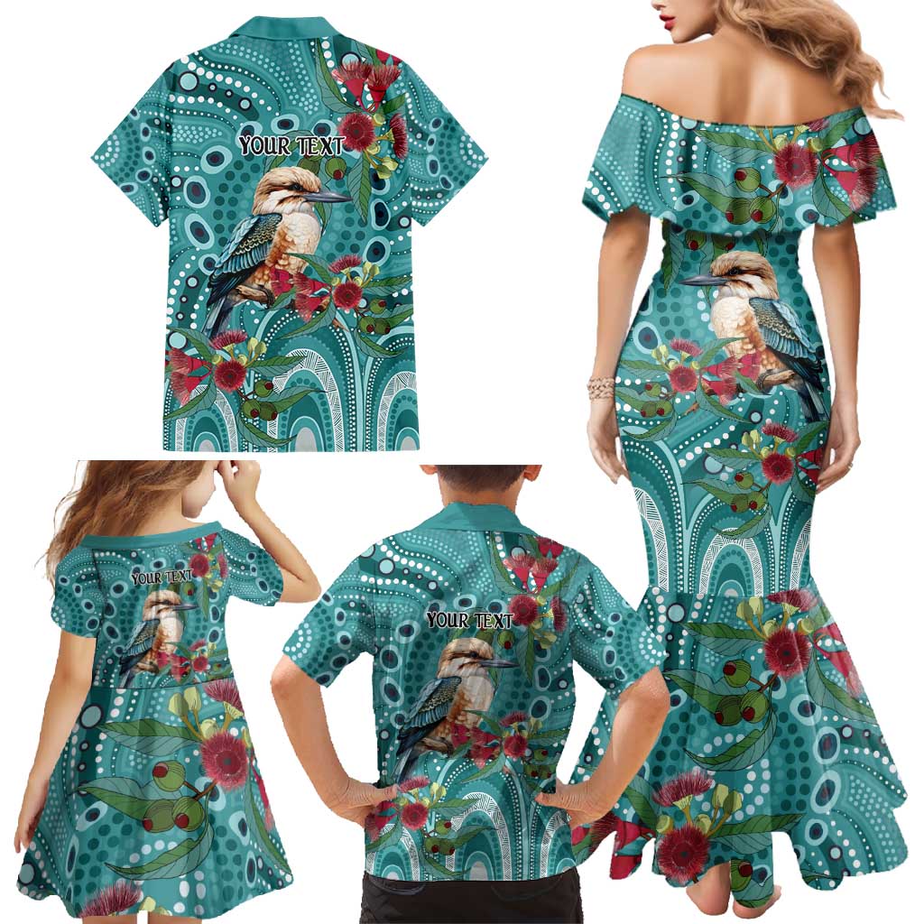 Kookaburra Eucalyptus Personalised Family Matching Mermaid Dress and Hawaiian Shirt Aboriginal Australian Dot Painting - Aussie Hoodie