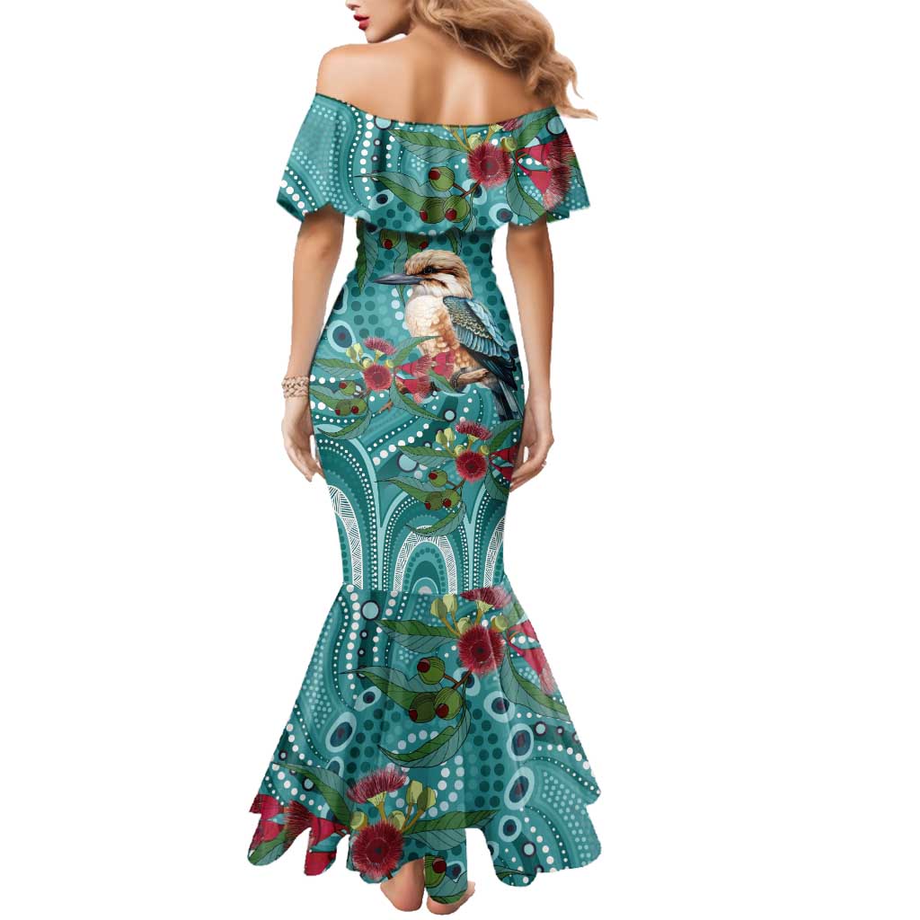 Kookaburra Eucalyptus Personalised Family Matching Mermaid Dress and Hawaiian Shirt Aboriginal Australian Dot Painting - Aussie Hoodie