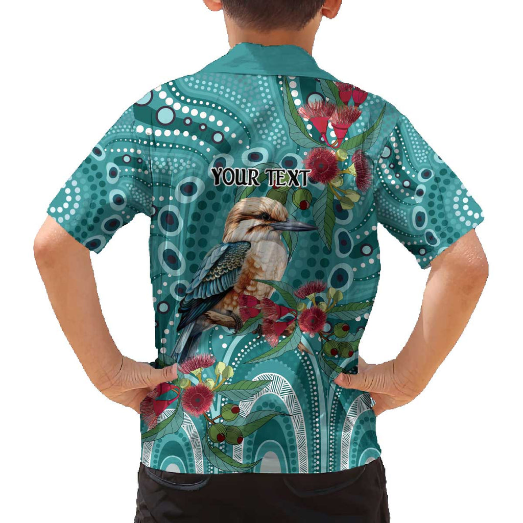 Kookaburra Eucalyptus Personalised Family Matching Off The Shoulder Long Sleeve Dress and Hawaiian Shirt Aboriginal Australian Dot Painting - Aussie Hoodie