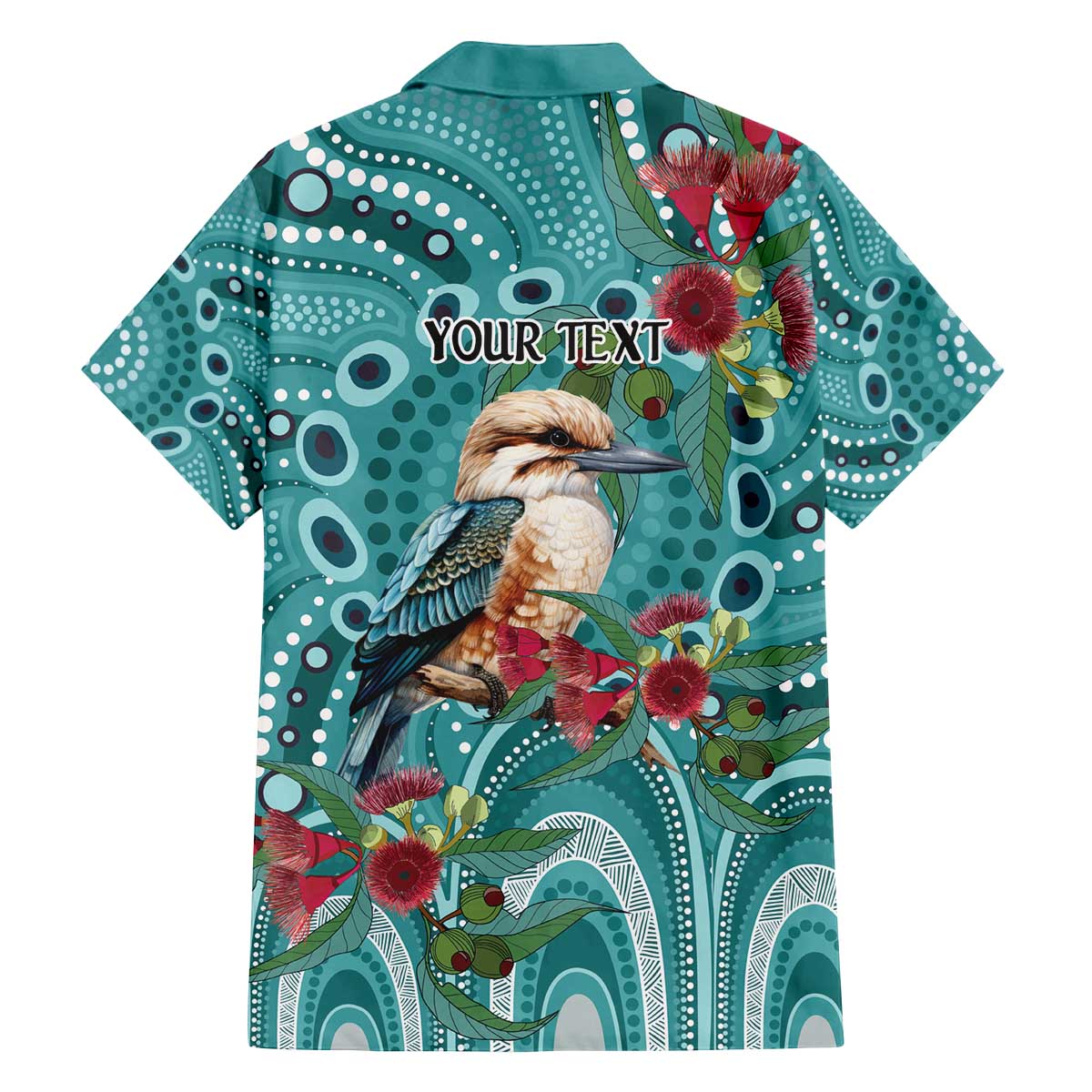 Kookaburra Eucalyptus Personalised Family Matching Off The Shoulder Long Sleeve Dress and Hawaiian Shirt Aboriginal Australian Dot Painting - Aussie Hoodie