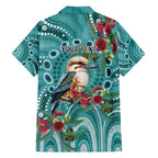 Kookaburra Eucalyptus Personalised Family Matching Off The Shoulder Long Sleeve Dress and Hawaiian Shirt Aboriginal Australian Dot Painting - Aussie Hoodie