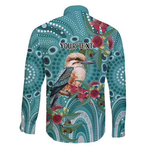 Kookaburra Eucalyptus Personalised Family Matching Off The Shoulder Long Sleeve Dress and Hawaiian Shirt Aboriginal Australian Dot Painting - Aussie Hoodie