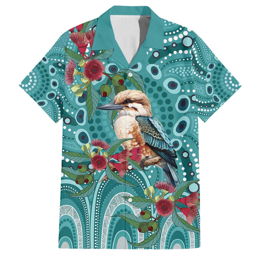 Kookaburra Eucalyptus Personalised Family Matching Off Shoulder Maxi Dress and Hawaiian Shirt Aboriginal Australian Dot Painting - Aussie Hoodie