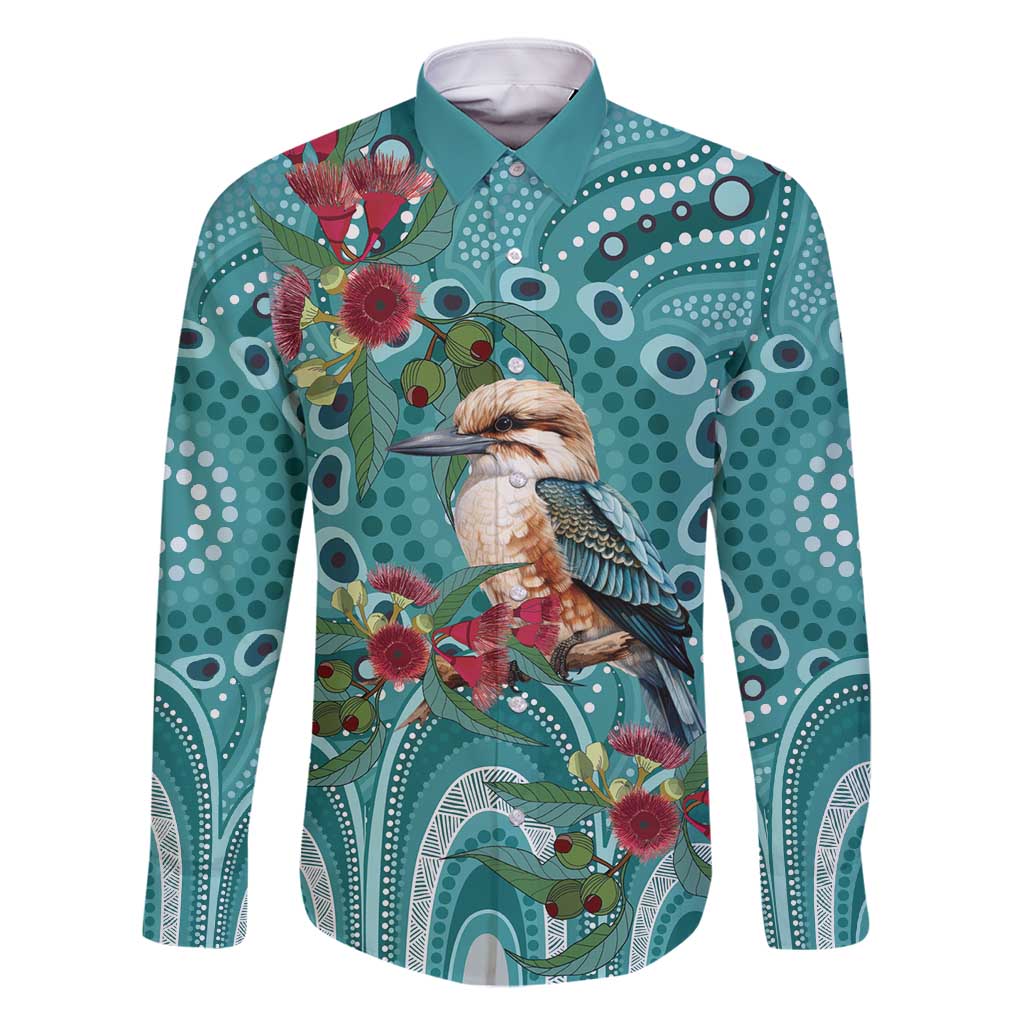 Kookaburra Eucalyptus Personalised Family Matching Off Shoulder Maxi Dress and Hawaiian Shirt Aboriginal Australian Dot Painting - Aussie Hoodie