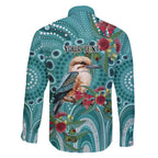 Kookaburra Eucalyptus Personalised Family Matching Off Shoulder Maxi Dress and Hawaiian Shirt Aboriginal Australian Dot Painting - Aussie Hoodie