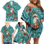 Kookaburra Eucalyptus Personalised Family Matching Off Shoulder Short Dress and Hawaiian Shirt Aboriginal Australian Dot Painting - Aussie Hoodie