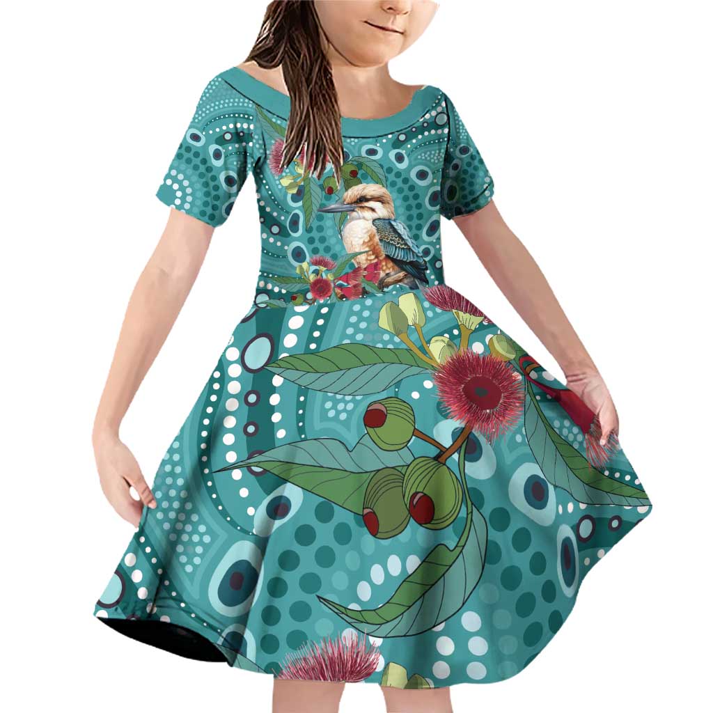 Kookaburra Eucalyptus Personalised Family Matching Off Shoulder Short Dress and Hawaiian Shirt Aboriginal Australian Dot Painting - Aussie Hoodie