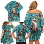 Kookaburra Eucalyptus Personalised Family Matching Off Shoulder Short Dress and Hawaiian Shirt Aboriginal Australian Dot Painting - Aussie Hoodie