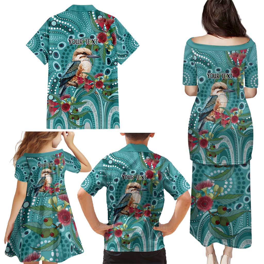 Kookaburra Eucalyptus Personalised Family Matching Puletasi and Hawaiian Shirt Aboriginal Australian Dot Painting - Aussie Hoodie