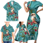 Kookaburra Eucalyptus Personalised Family Matching Short Sleeve Bodycon Dress and Hawaiian Shirt Aboriginal Australian Dot Painting - Aussie Hoodie