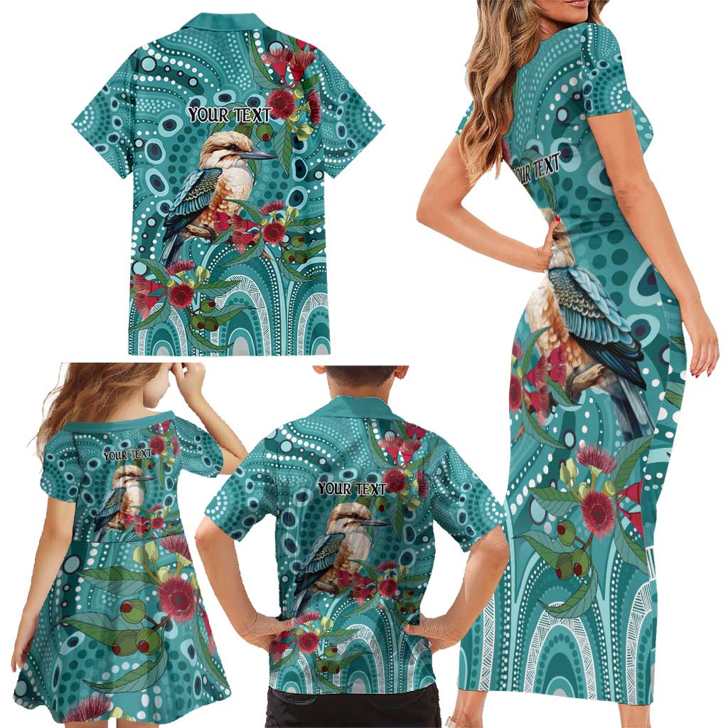 Kookaburra Eucalyptus Personalised Family Matching Short Sleeve Bodycon Dress and Hawaiian Shirt Aboriginal Australian Dot Painting - Aussie Hoodie
