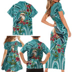 Kookaburra Eucalyptus Personalised Family Matching Short Sleeve Bodycon Dress and Hawaiian Shirt Aboriginal Australian Dot Painting - Aussie Hoodie