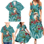 Kookaburra Eucalyptus Personalised Family Matching Summer Maxi Dress and Hawaiian Shirt Aboriginal Australian Dot Painting - Aussie Hoodie
