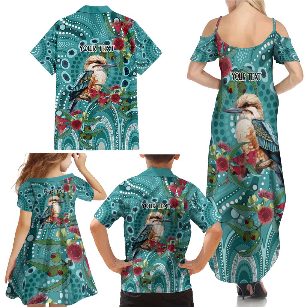 Kookaburra Eucalyptus Personalised Family Matching Summer Maxi Dress and Hawaiian Shirt Aboriginal Australian Dot Painting - Aussie Hoodie