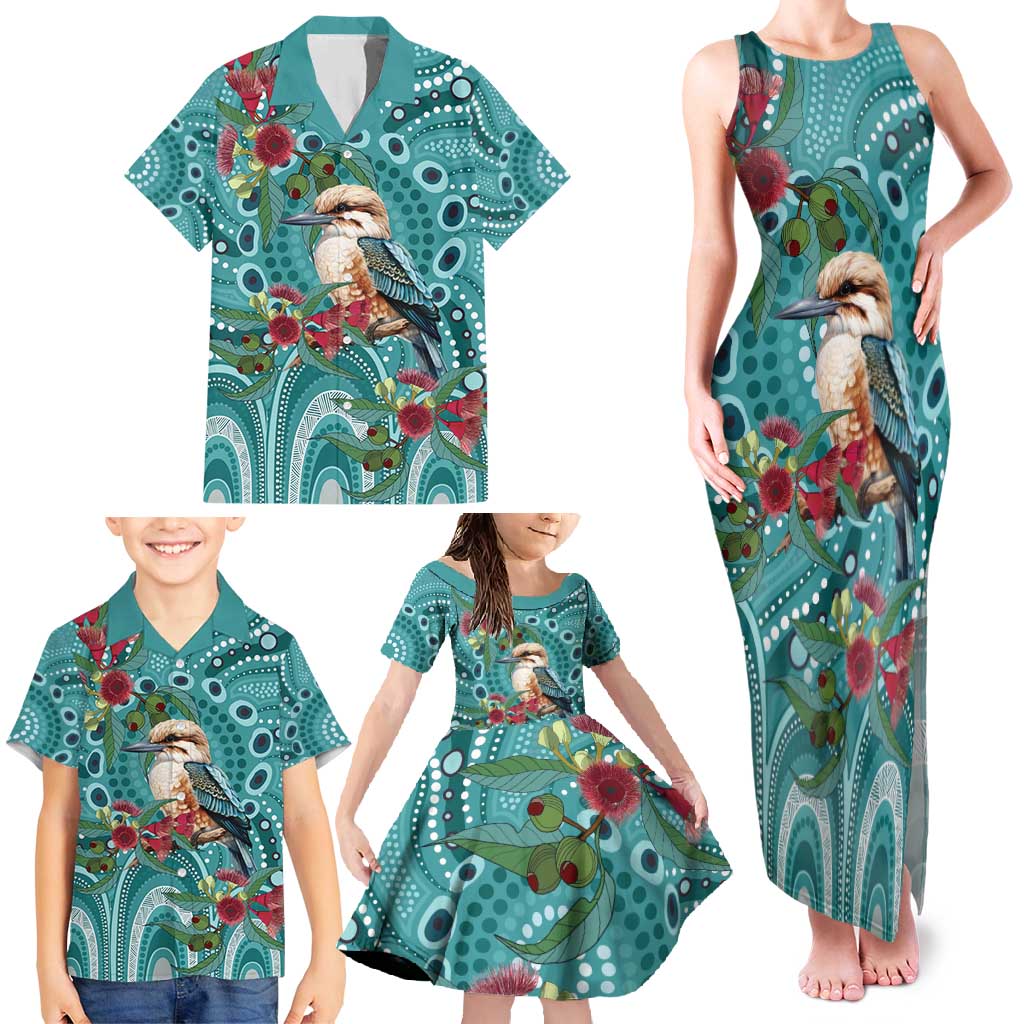 Kookaburra Eucalyptus Personalised Family Matching Tank Maxi Dress and Hawaiian Shirt Aboriginal Australian Dot Painting - Aussie Hoodie