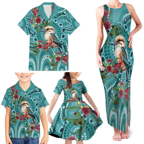 Kookaburra Eucalyptus Personalised Family Matching Tank Maxi Dress and Hawaiian Shirt Aboriginal Australian Dot Painting - Aussie Hoodie