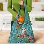 Kookaburra Eucalyptus Personalised Grocery Bag Aboriginal Australian Dot Painting - Aussie Hoodie