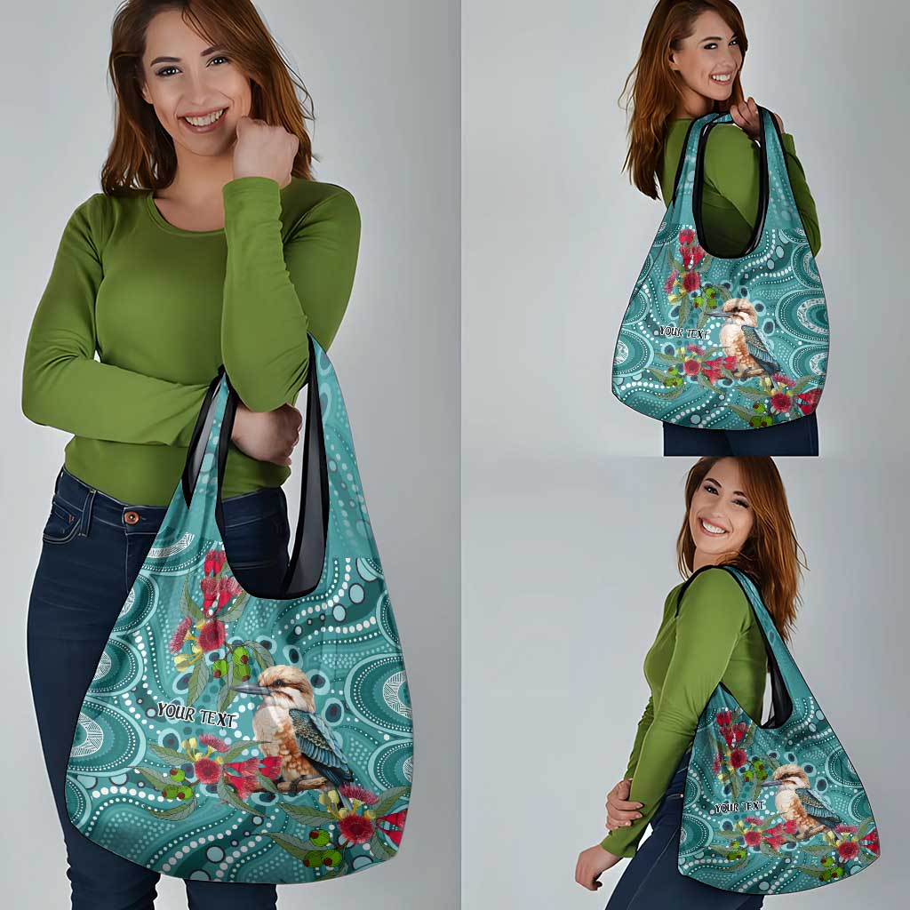 Kookaburra Eucalyptus Personalised Grocery Bag Aboriginal Australian Dot Painting - Aussie Hoodie