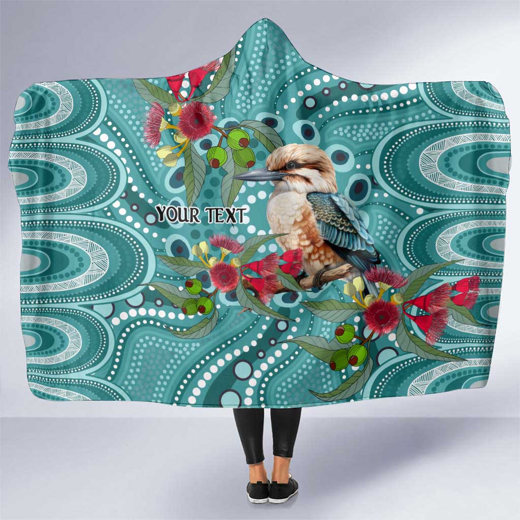 Kookaburra Eucalyptus Personalised Hooded Blanket Aboriginal Australian Dot Painting - Aussie Hoodie