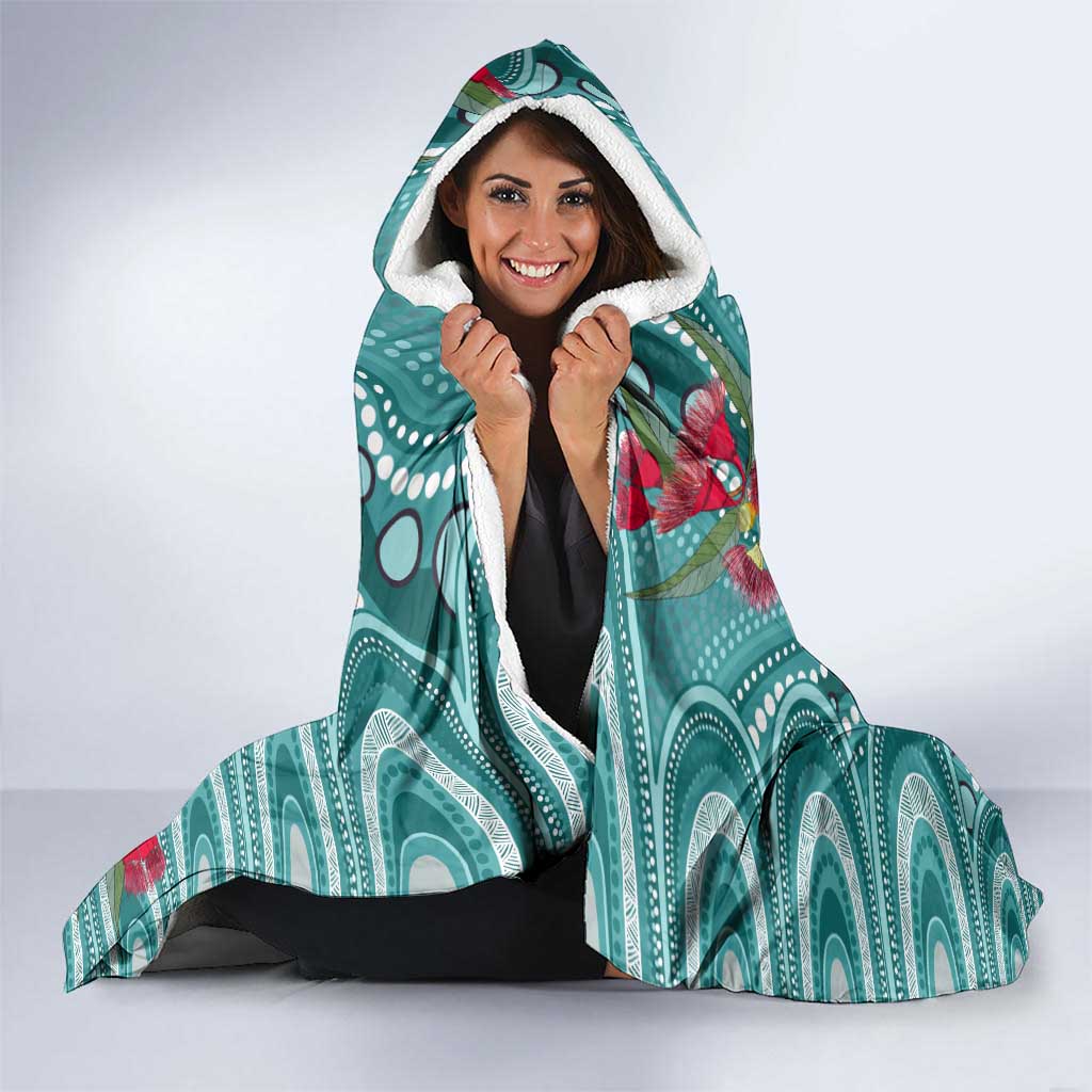 Kookaburra Eucalyptus Personalised Hooded Blanket Aboriginal Australian Dot Painting - Aussie Hoodie