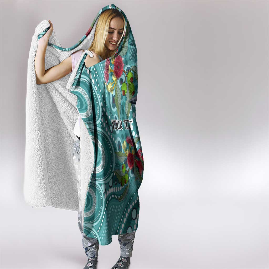 Kookaburra Eucalyptus Personalised Hooded Blanket Aboriginal Australian Dot Painting - Aussie Hoodie