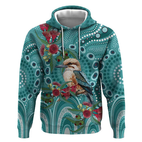 Kookaburra Eucalyptus Personalised Hoodie Aboriginal Australian Dot Painting - Aussie Hoodie