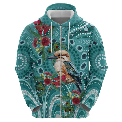 Kookaburra Eucalyptus Personalised Hoodie Aboriginal Australian Dot Painting - Aussie Hoodie