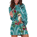 Kookaburra Eucalyptus Personalised Hoodie Dress Aboriginal Australian Dot Painting - Aussie Hoodie