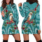 Kookaburra Eucalyptus Personalised Hoodie Dress Aboriginal Australian Dot Painting - Aussie Hoodie