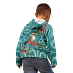 Kookaburra Eucalyptus Personalised Kid Hoodie Aboriginal Australian Dot Painting - Aussie Hoodie