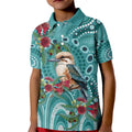 Kookaburra Eucalyptus Personalised Kid Polo Shirt Aboriginal Australian Dot Painting - Aussie Hoodie