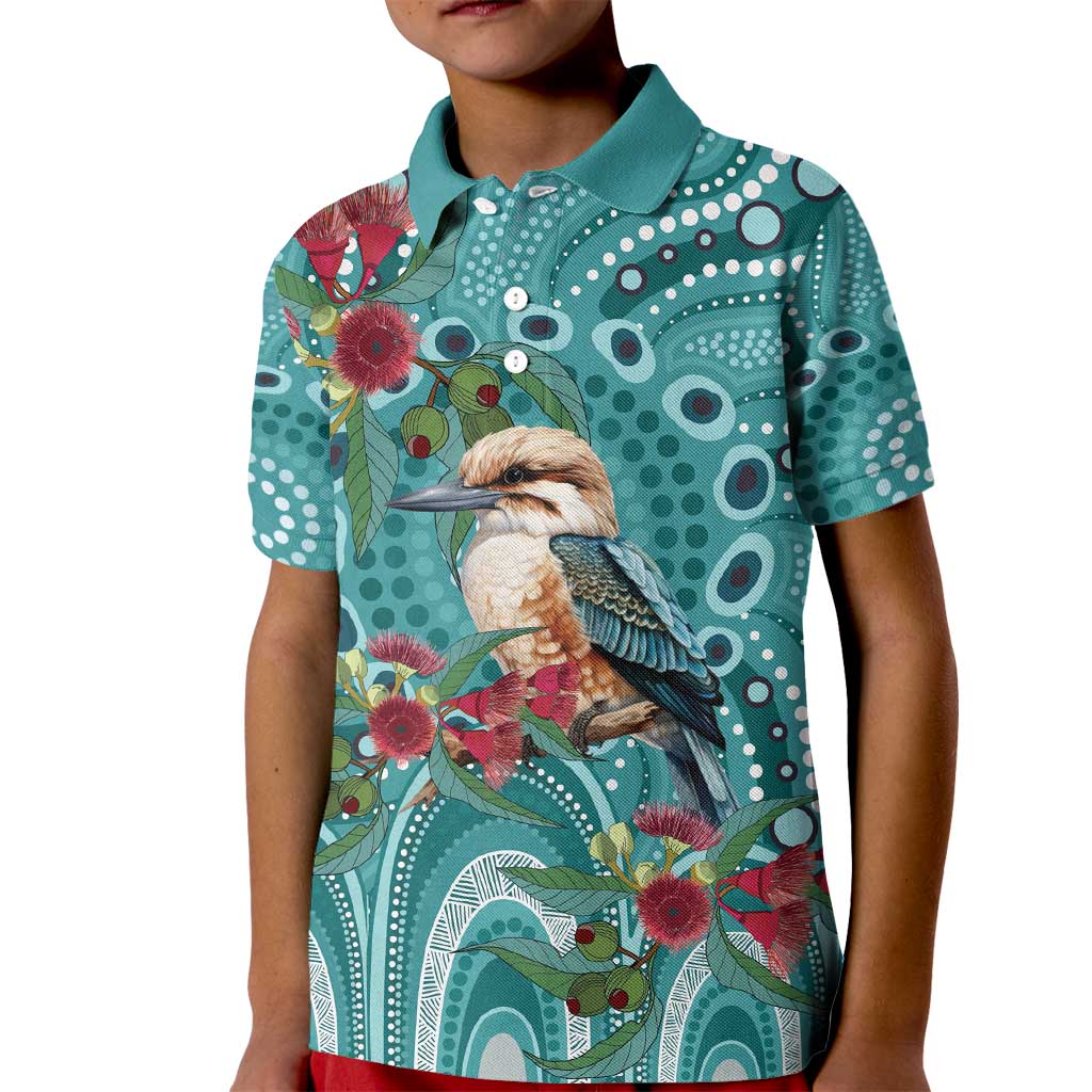 Kookaburra Eucalyptus Personalised Kid Polo Shirt Aboriginal Australian Dot Painting - Aussie Hoodie