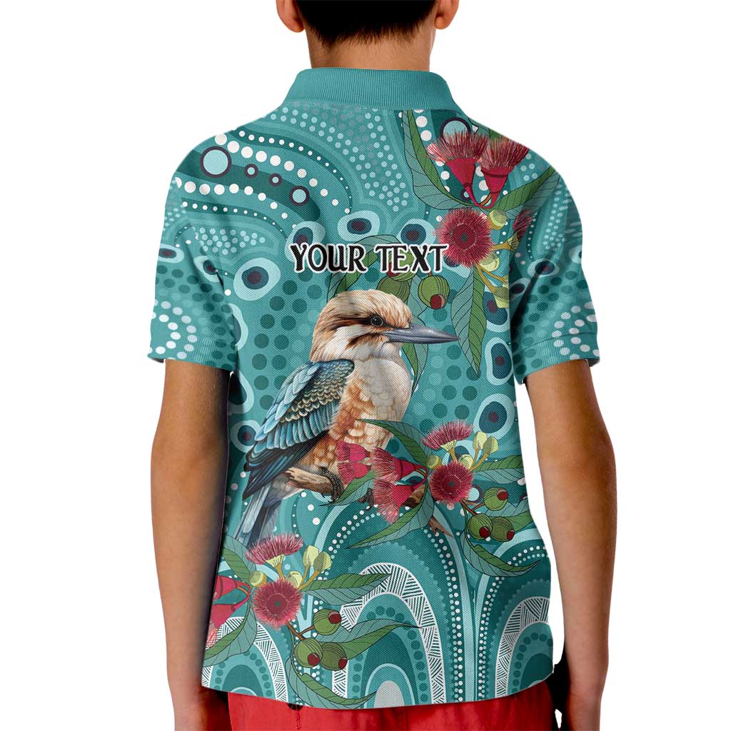Kookaburra Eucalyptus Personalised Kid Polo Shirt Aboriginal Australian Dot Painting - Aussie Hoodie