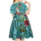 Kookaburra Eucalyptus Personalised Kid Short Sleeve Dress Aboriginal Australian Dot Painting - Aussie Hoodie